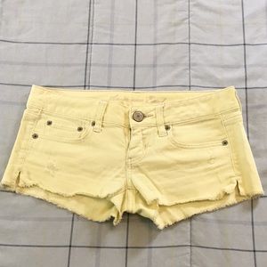 Yellow denim shorts